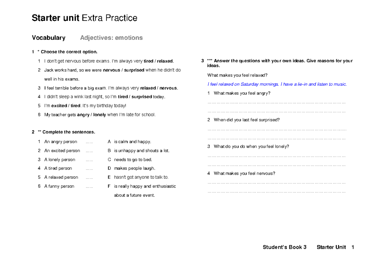 326344089 ESO3 Extra practice mosaic 3 - Starter unit Extra Practice ...