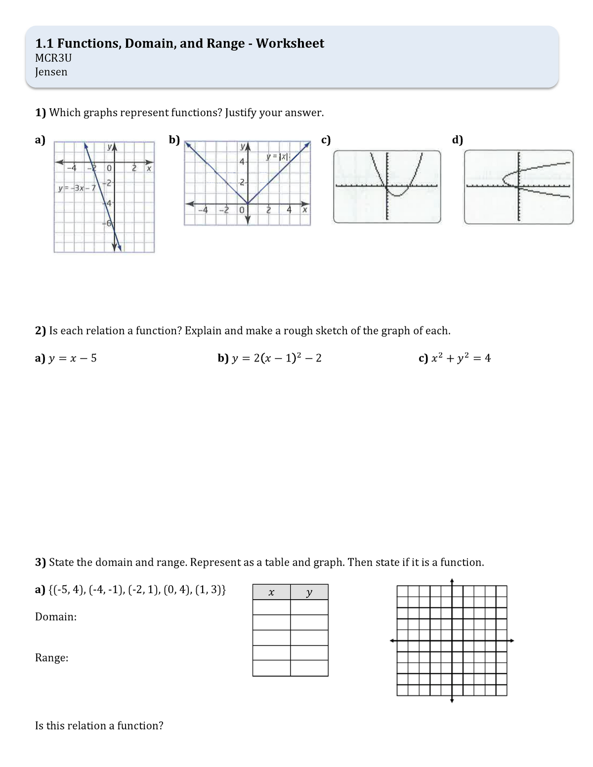 Unit 221 worksheet package - 221 Functions, Domain, and Range Throughout Domain And Range Worksheet