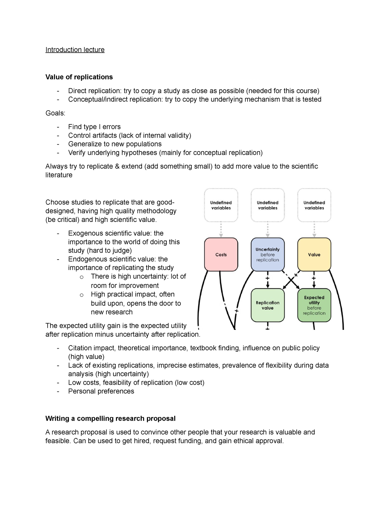 0HV90 lecture notes - Introduction lecture Value of replications ...