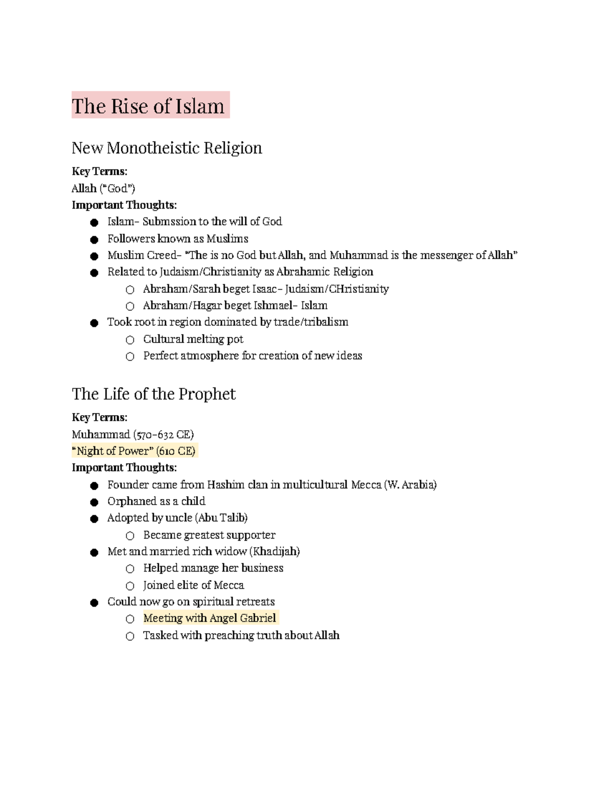 history-120-unit-3-notes-the-rise-of-islam-new-monotheistic-religion