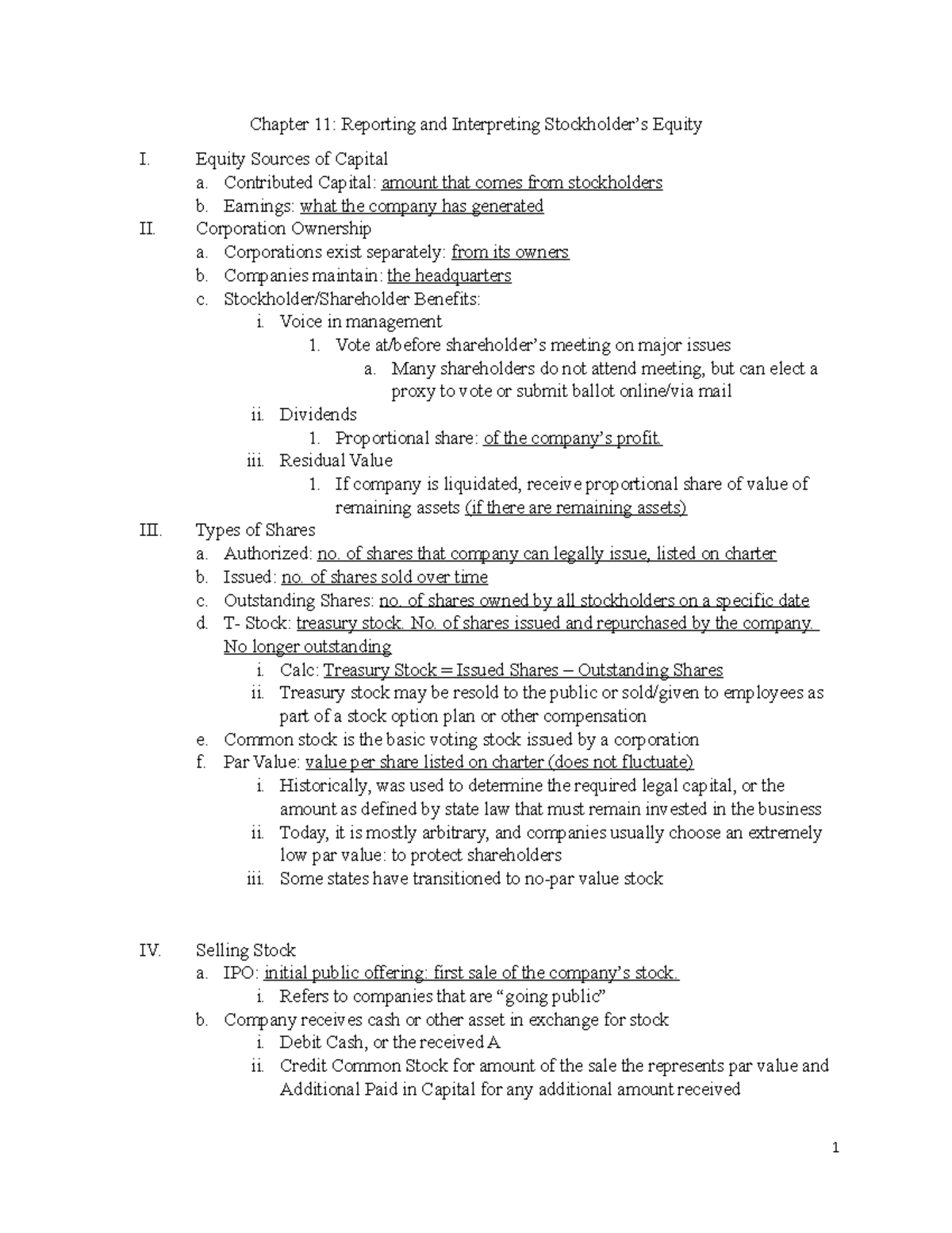 Chapter 11 Outline Student - Chapter 11: Reporting and Interpreting ...