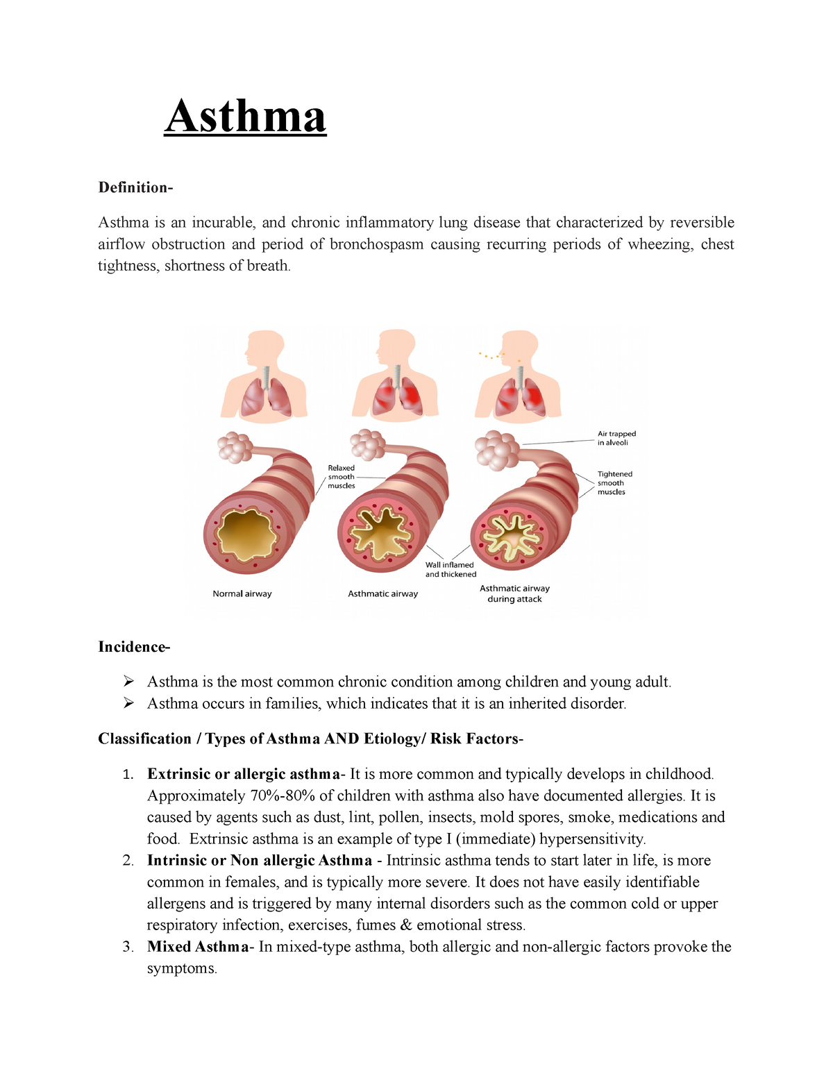 asthma definition essay