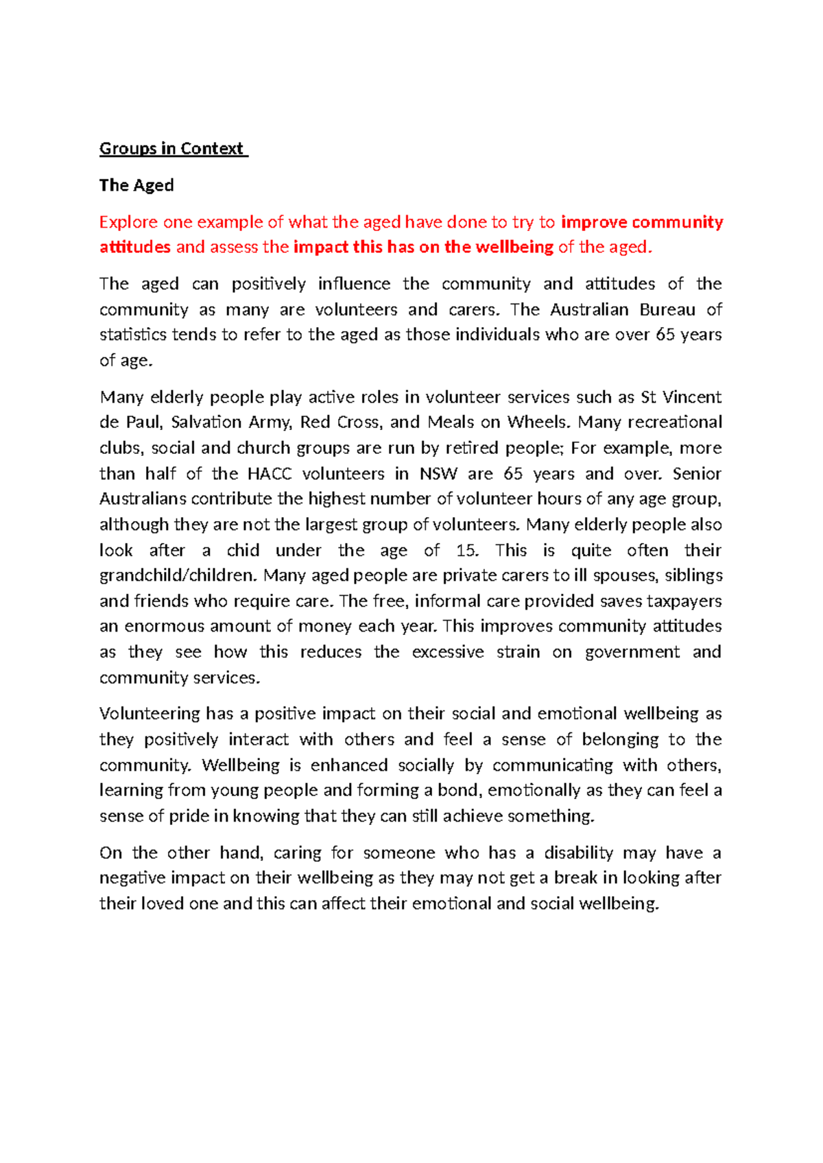 Groups in Context The Aged - Groups in Context The Aged Explore one ...