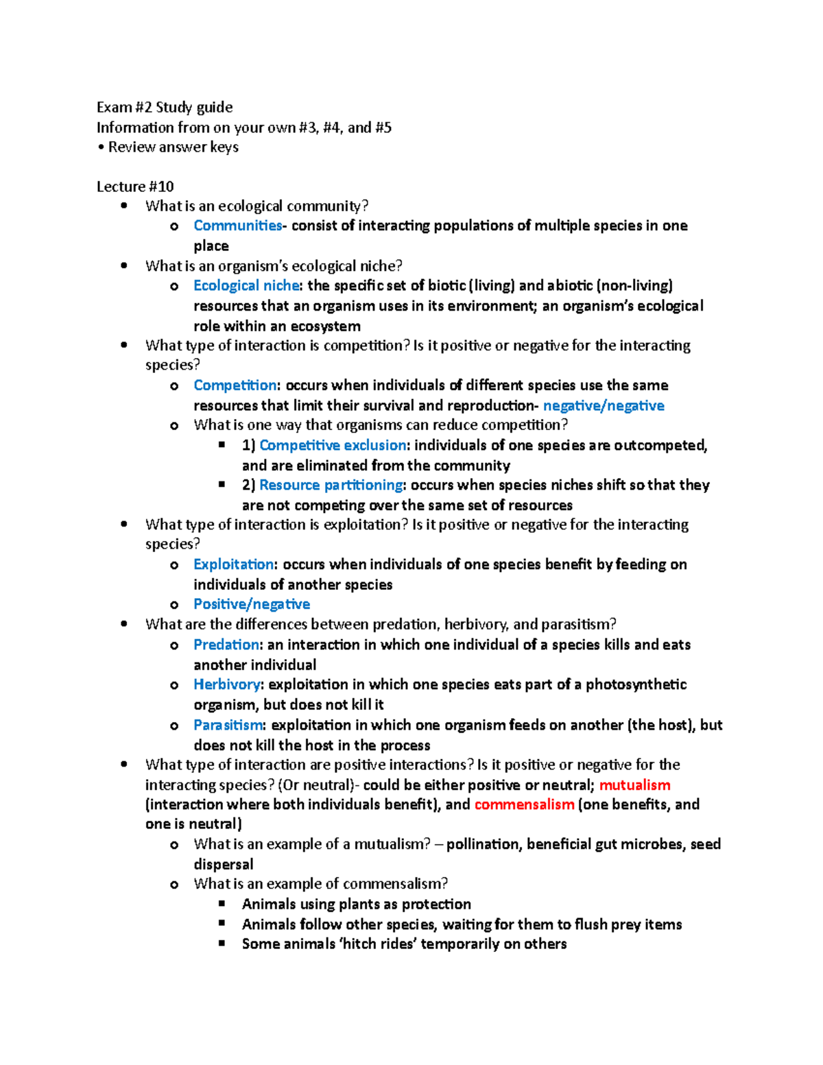 Bio Exam 2 Study Guide - Exam #2 Study Guide Information From On Your ...