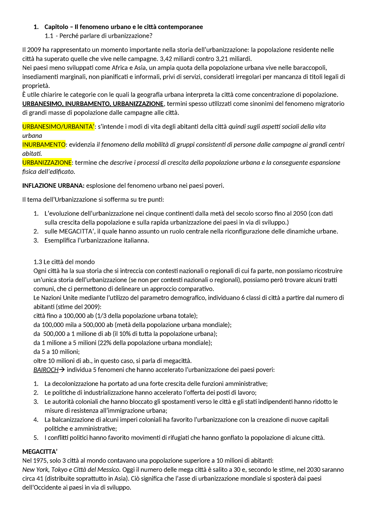 Geografie Dell' Urbano - Capitolo – Il Fenomeno Urbano E Le Città ...