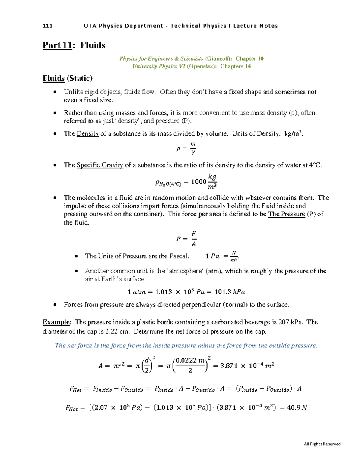 1443 notes Lecture11 - Part 11: Fluids Physics for Engineers ...