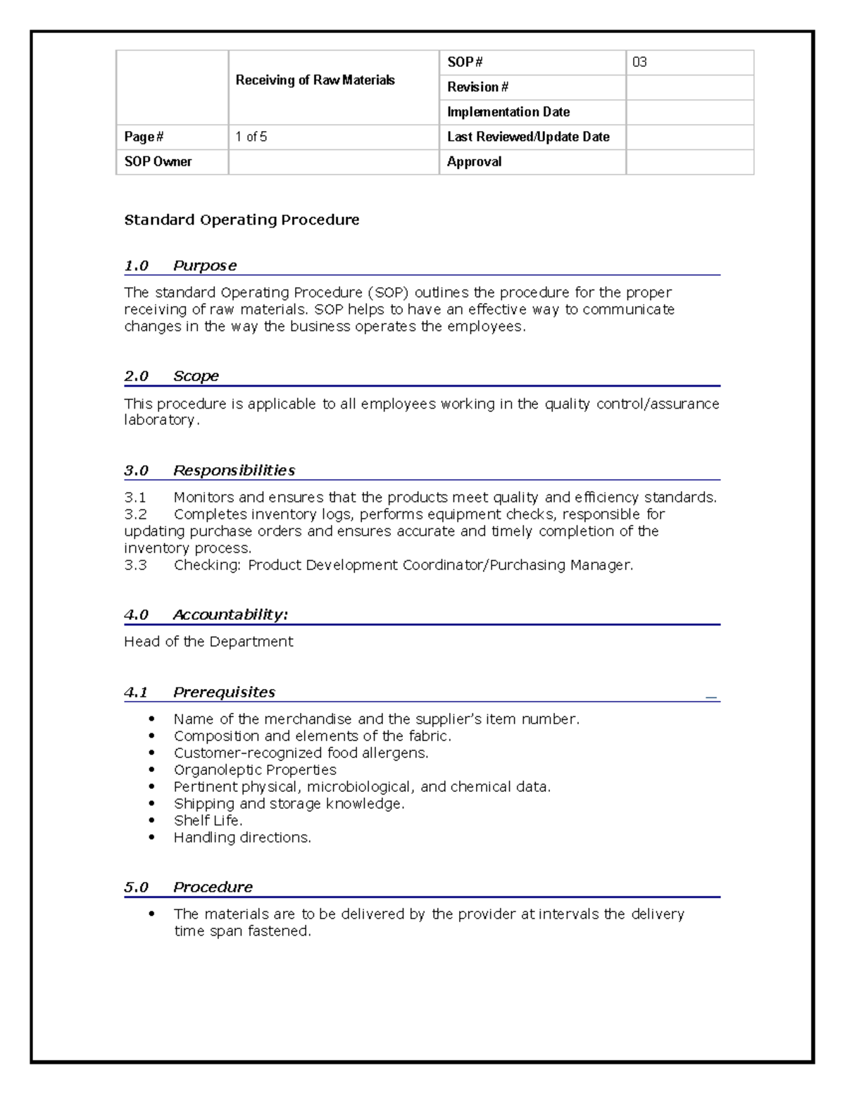 Pharmaceutical Manufacturing PHARMACY ACTIVITY: SOP-Receiving-Raw ...