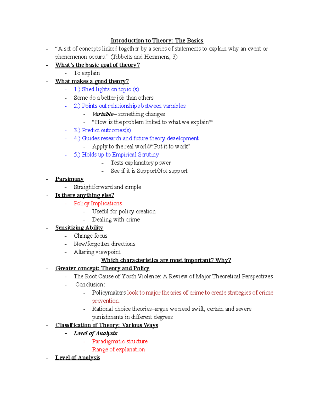 Lecture 1 What Is Theory? - Introduction To Theory: The Basics “A Set ...