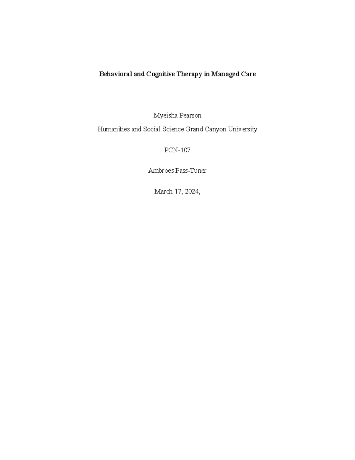 Behavioral and Cognitive Therapy in Managed Care - The system offers ...