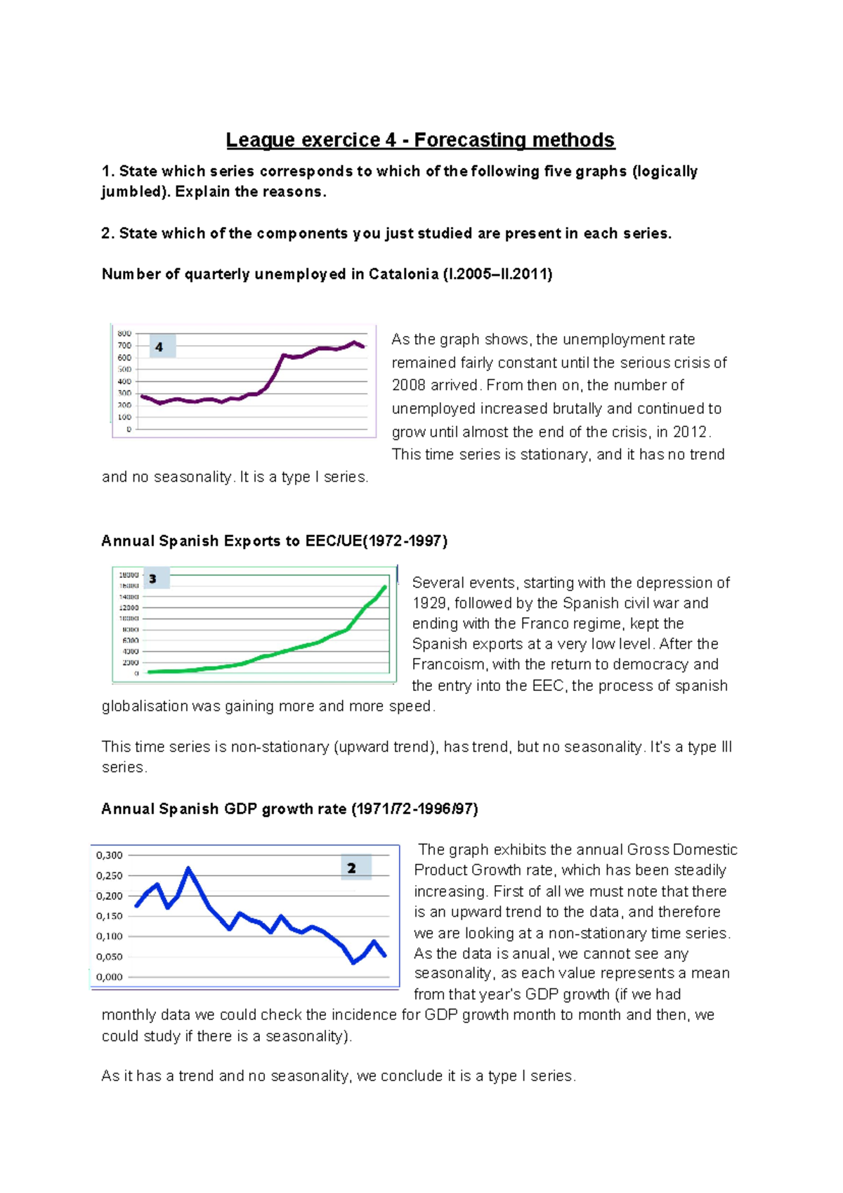 League 4 - League exercice 4 - Forecasting methods 1. State which ...