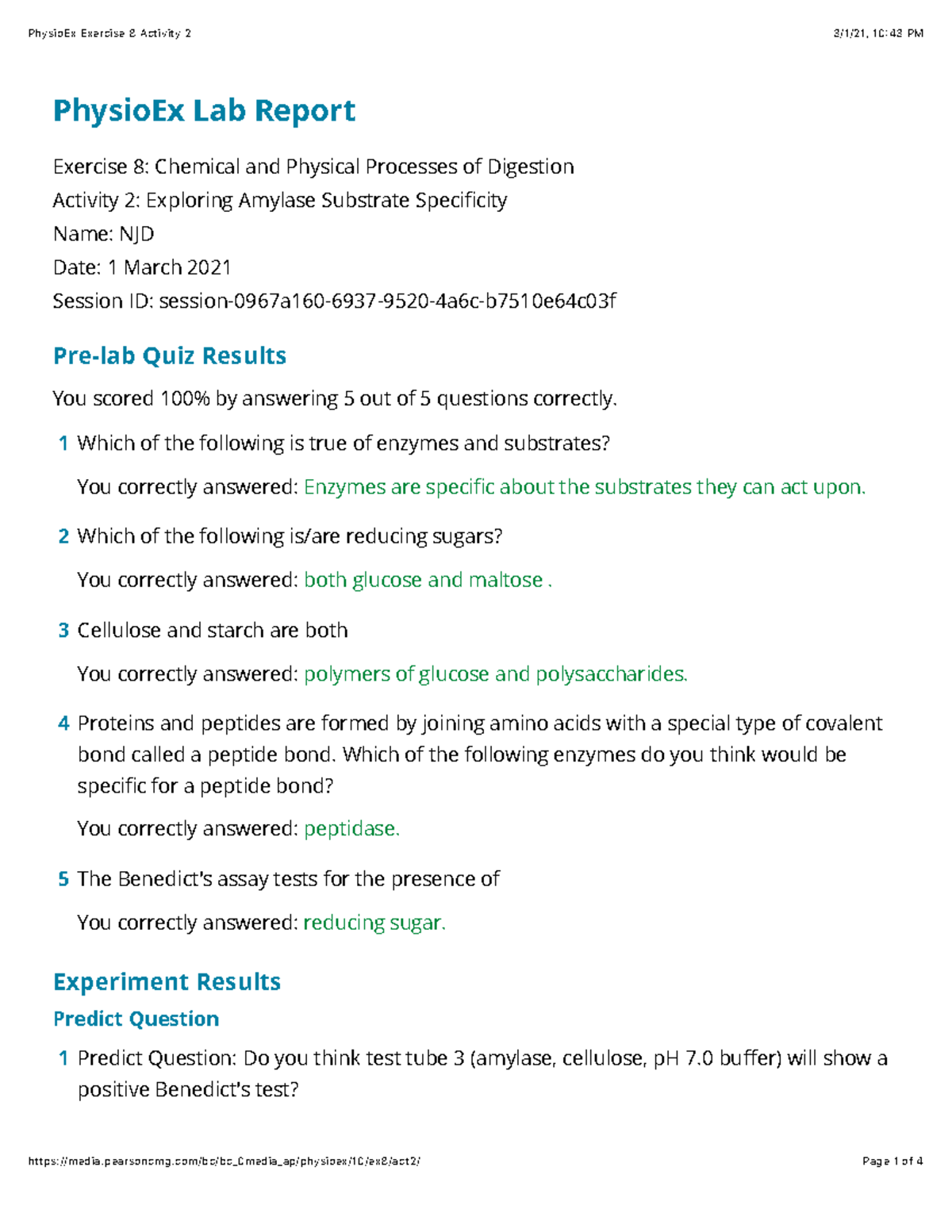 Physio Ex Exercise 8 Activity 2 PhysioEx Lab Report Exercise 8