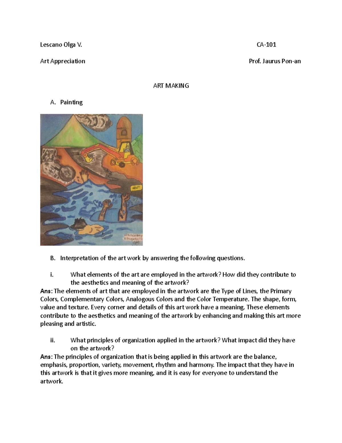 Activity Module 5 - Arts - Lescano Olga V. CA- Art Appreciation Prof ...