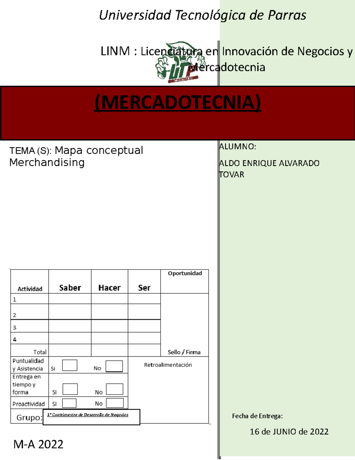 Tarea 3 - actividad. - Universidad Tecnológica de Parras LINM ...