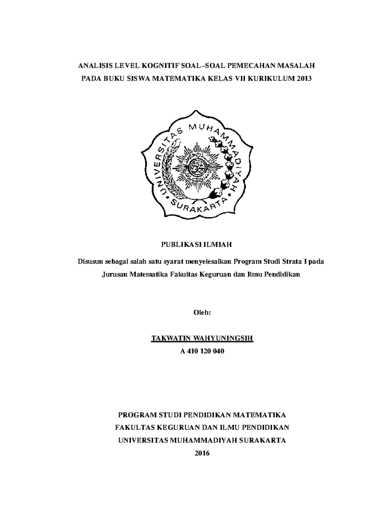 Industrial Engineering.2p - I ANALISIS LEVEL KOGNITIF SOAL–SOAL ...