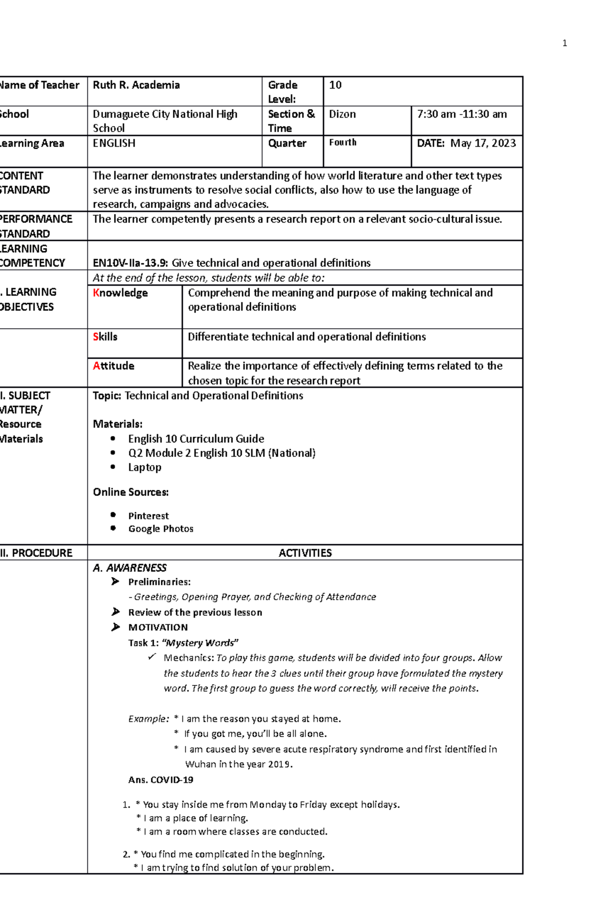 Academia DLP Technical-Operational-Definitions 23 - Teacher Ruth R ...