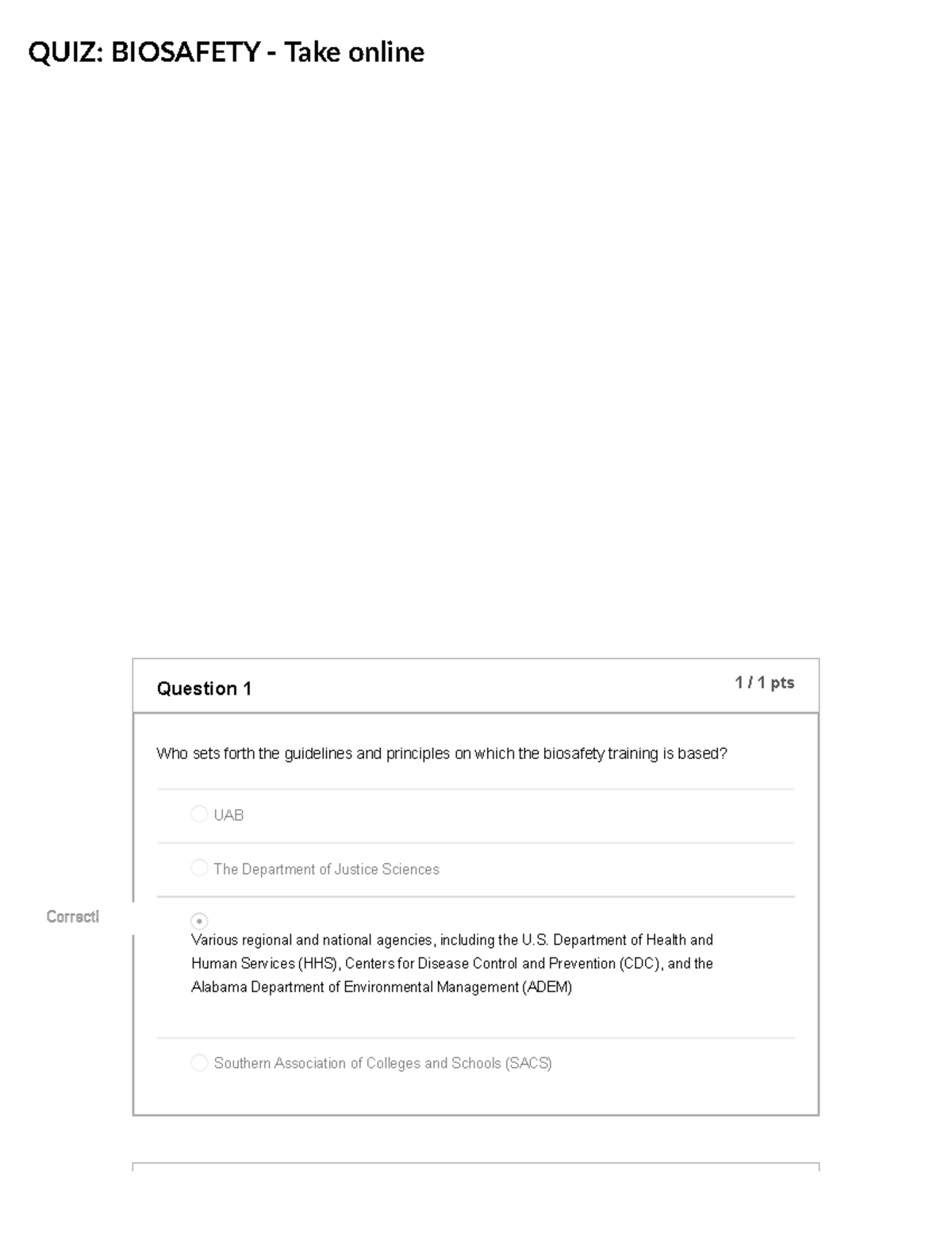 Biosafety Quiz Warning Unimplemented annotation type "FreeText