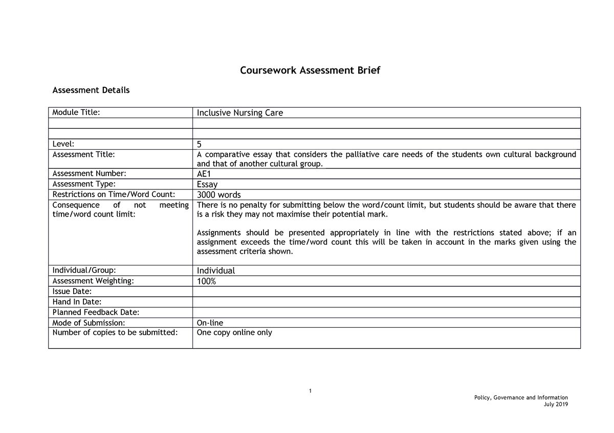 coursework assessment policy