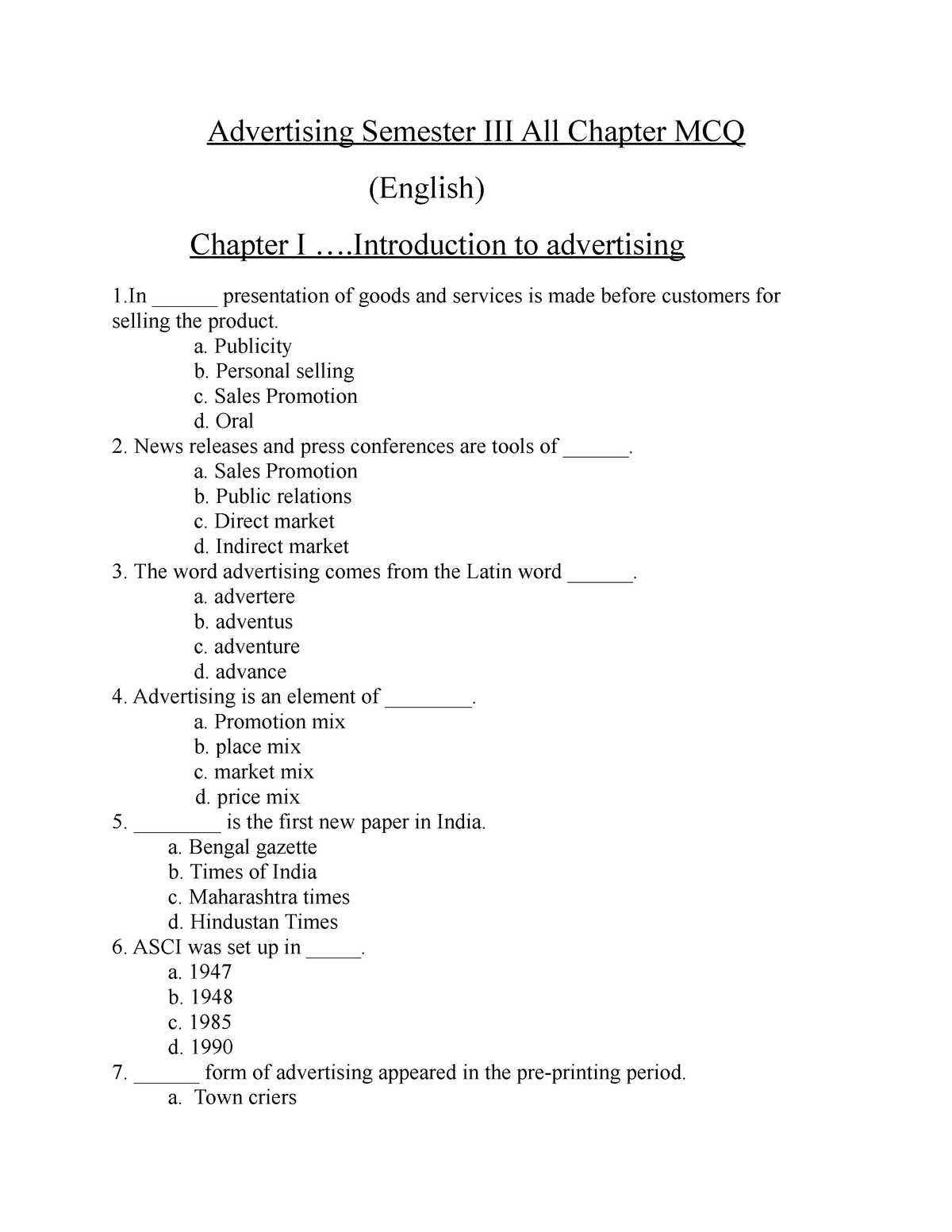 Exam MCQS Collection