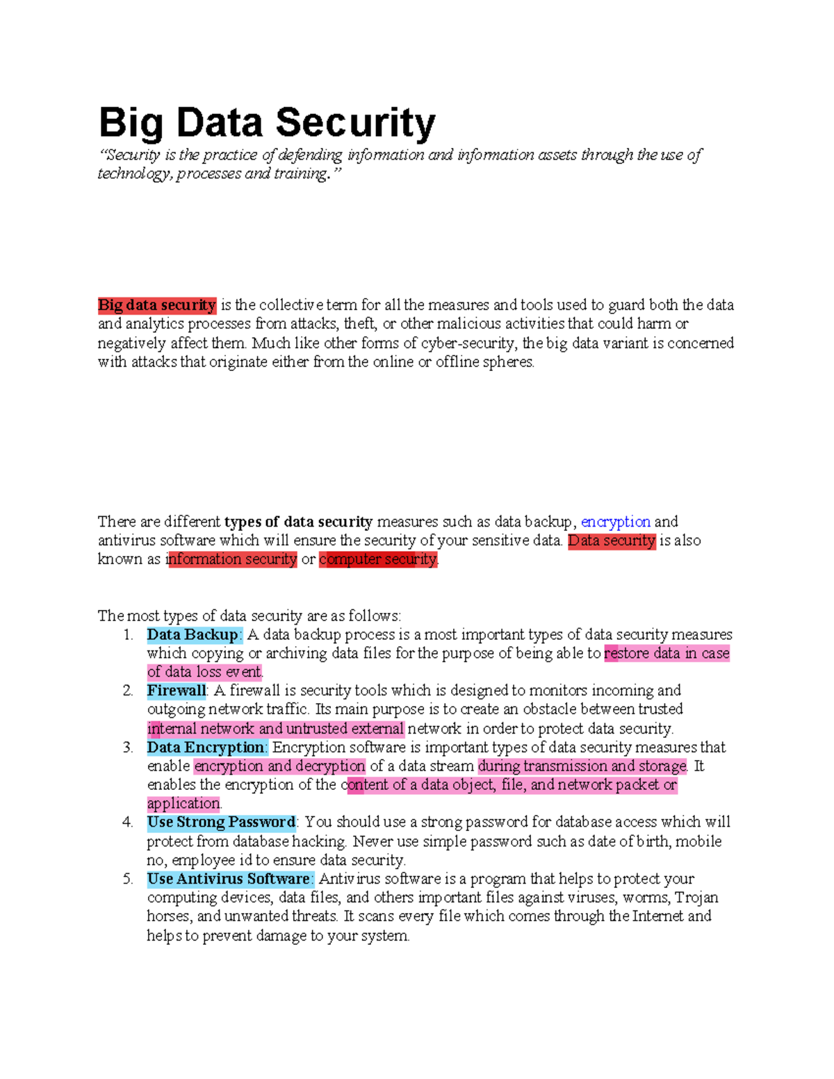 Big-Data-Security edit - Big Data Security “Security is the practice of ...