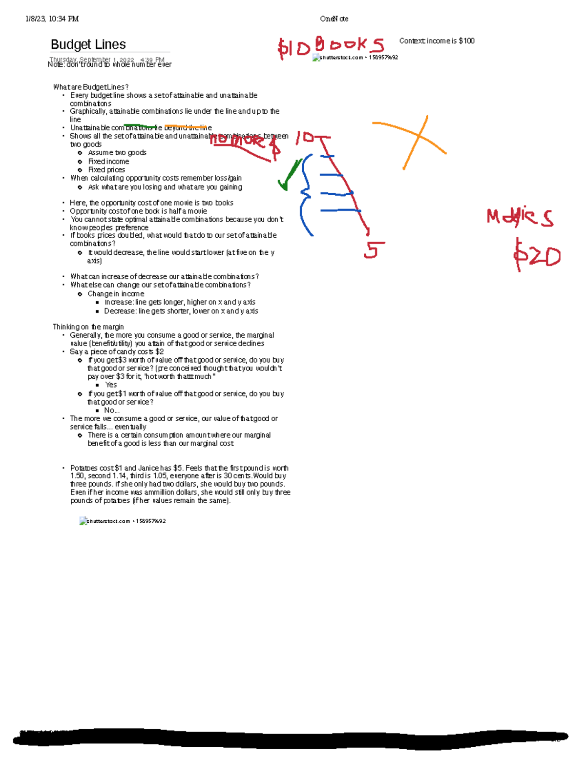 Micro Budget Lines - prof neumann - 1/8/23, 10:34 PM OneNote - Studocu