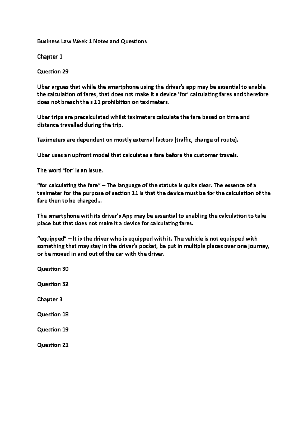 Business Law Week 1 Notes and Questions - Business Law Week 1 Notes and ...