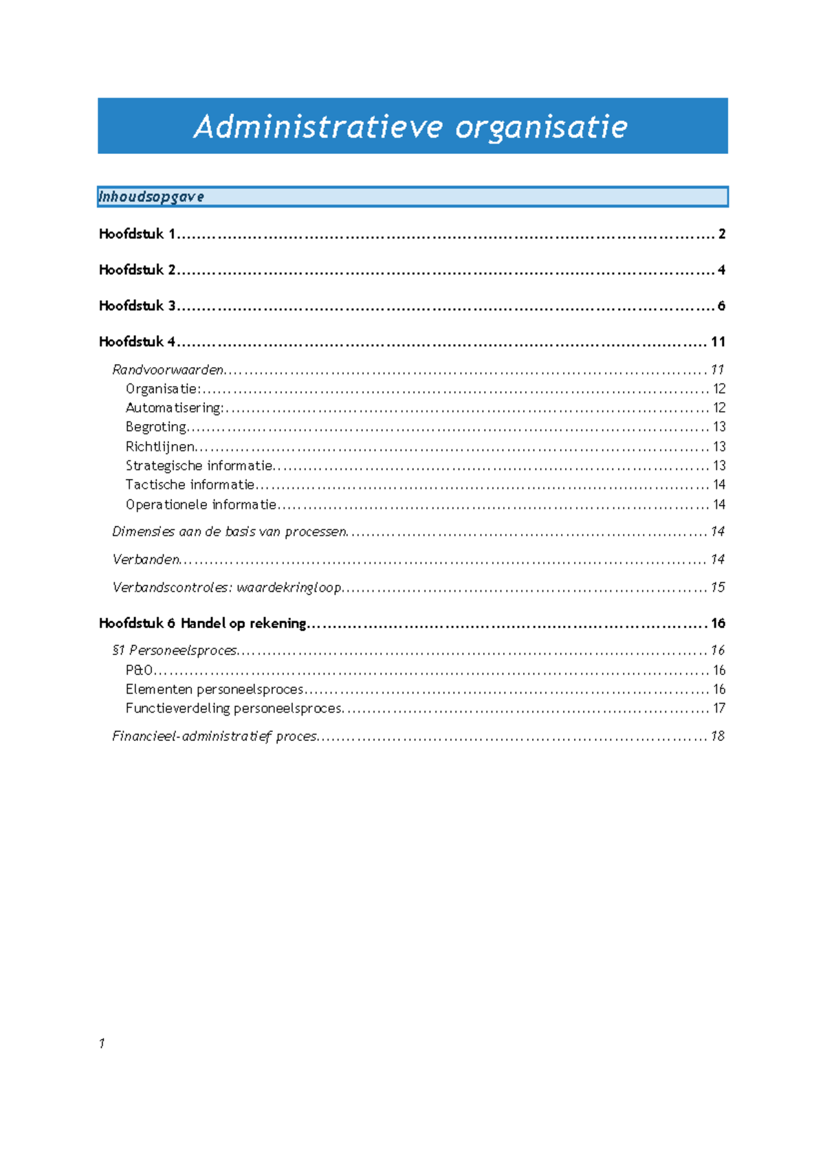 Administratieve Organisatie Samenvatting - Administratieve Organisatie ...