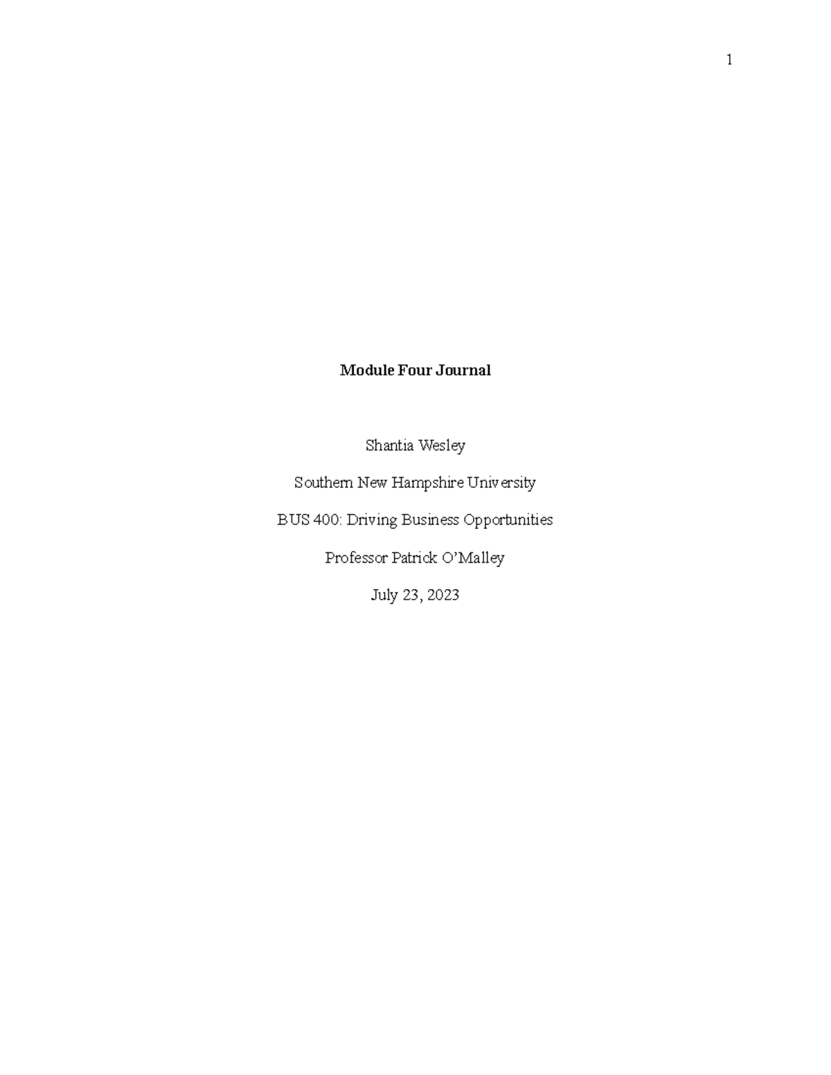 Module Four Journal - Harvard Business Simulation - BUS 400 - SNHU ...