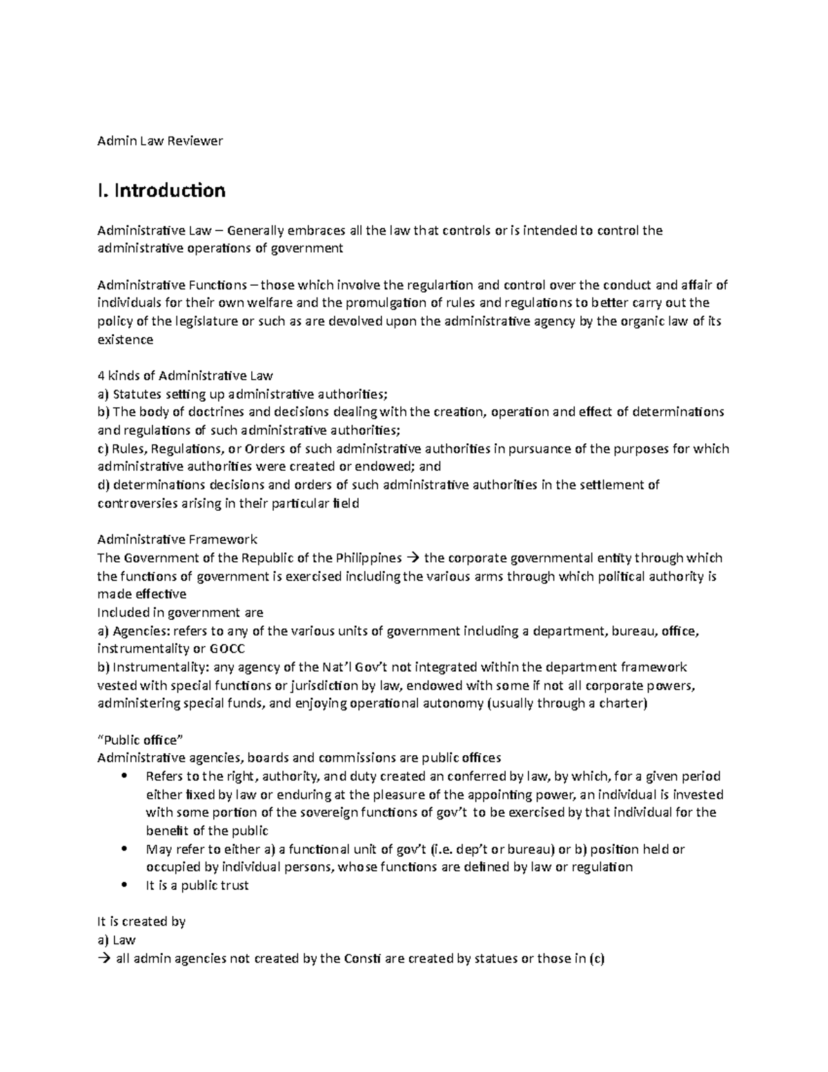 Fdocuments Bar Exam Material Admin Law Reviewer I Introduction Fdocuments Bar Exam Material Admin Law Reviewer I Introduction