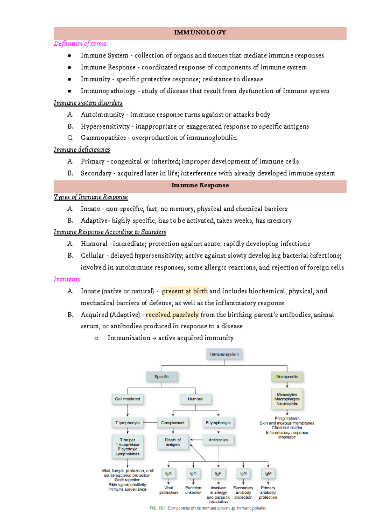 Immunologic Nursing - IMMUNOLOGY Definition of terms Immune System ...