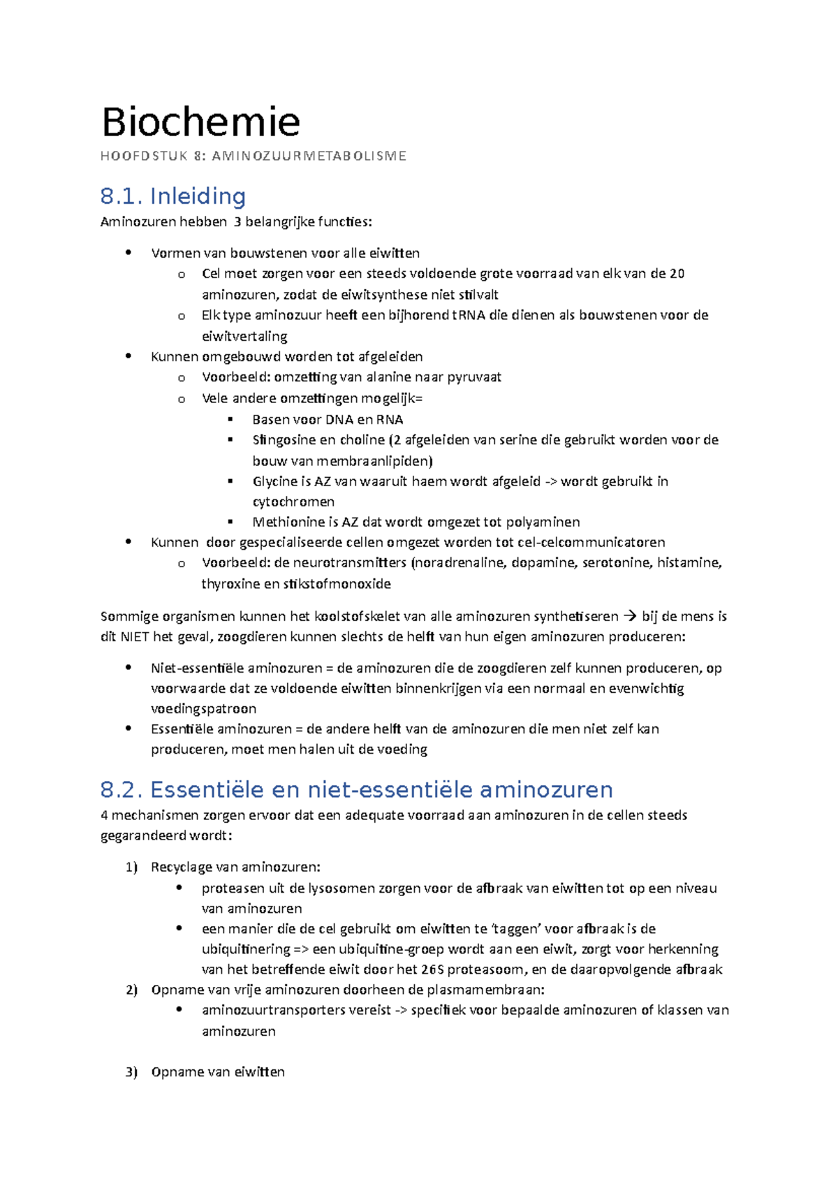 Hoofdstuk 8 Metabolisme - Biochemie HOOFDSTU K 8: A MIN OZUUR META BOL ...