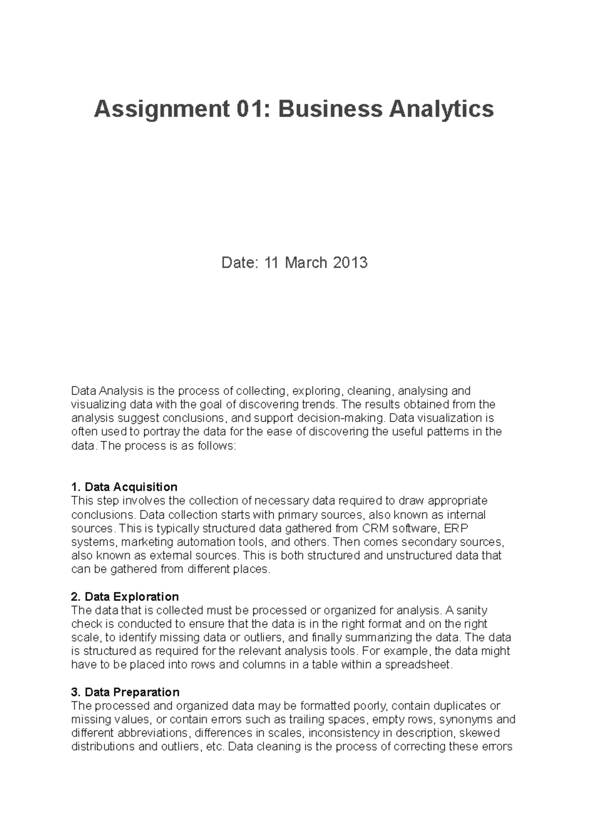 BN-200-Assignment 1 - 4th assignment of Business Analytics 200 where we ...