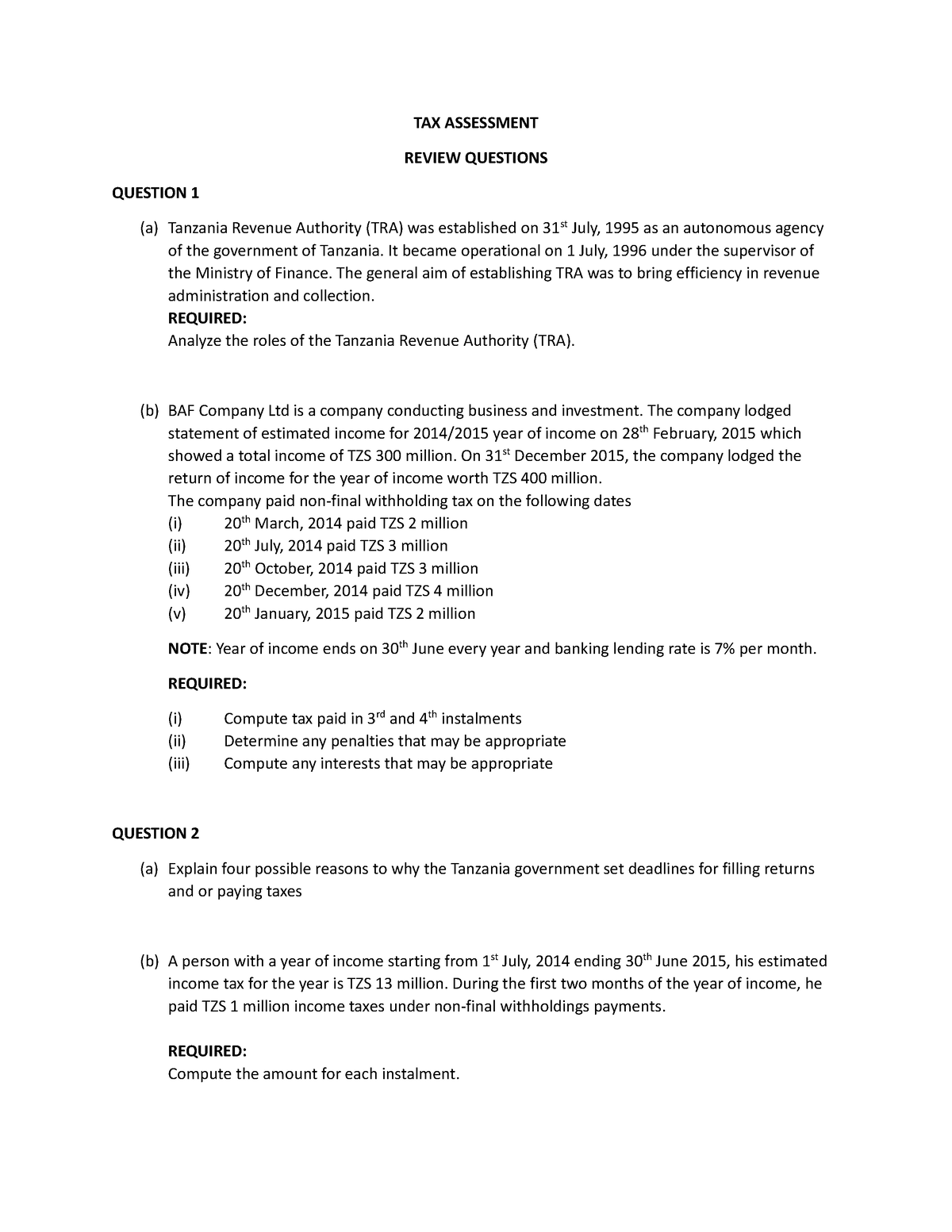 tax-assessment-for-practice-tax-assessment-review-questions