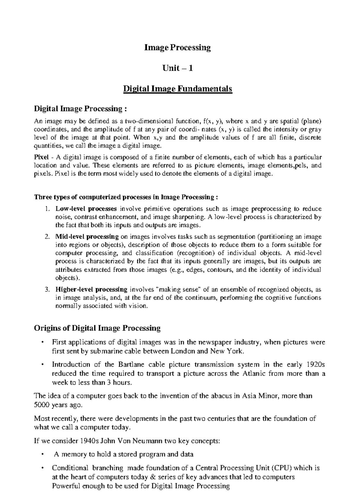 Digital image processing- 18EC733 VTU MODULE -1 FULL NOTES - Image ...