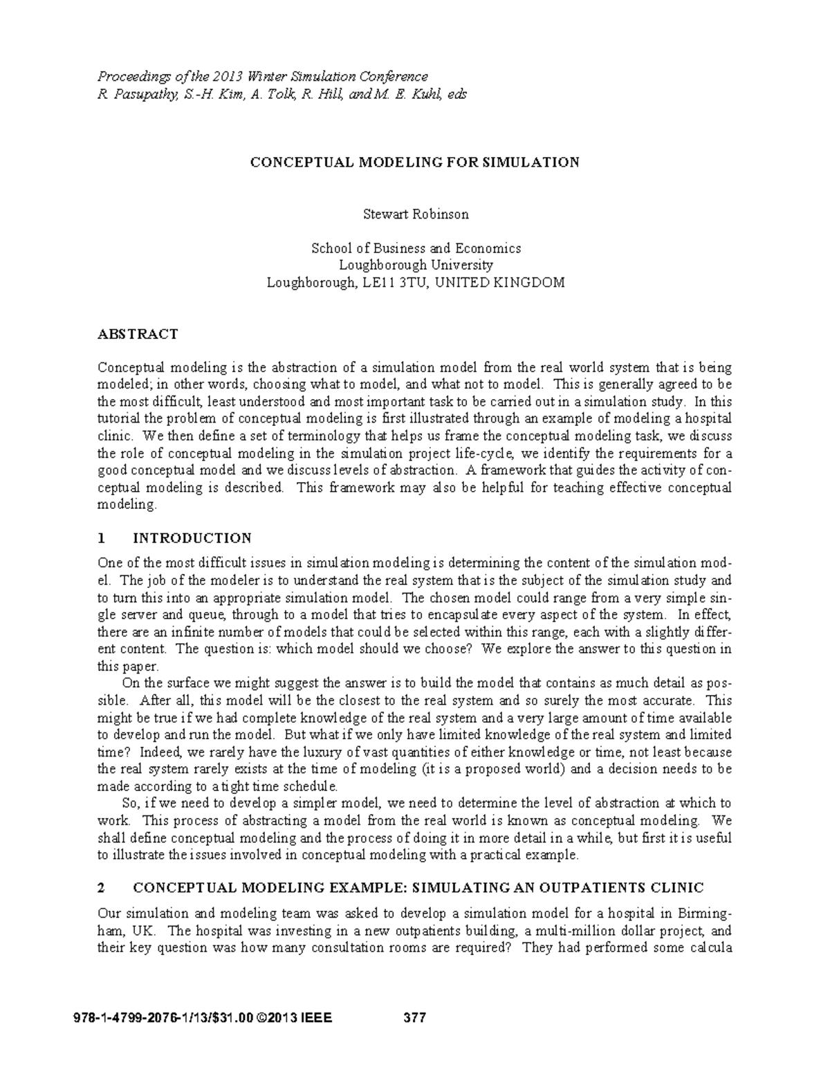 Conceptual Modeling for Simulation - Proceedings of the 2013 Winter ...