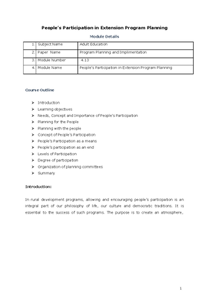 Content Nature and Importance of Extension Program Planning - The ...