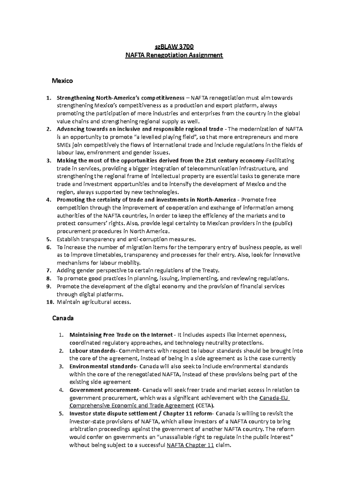 Nafta Renegotiation Assignment - BUSI 2390 - KPU - Studocu