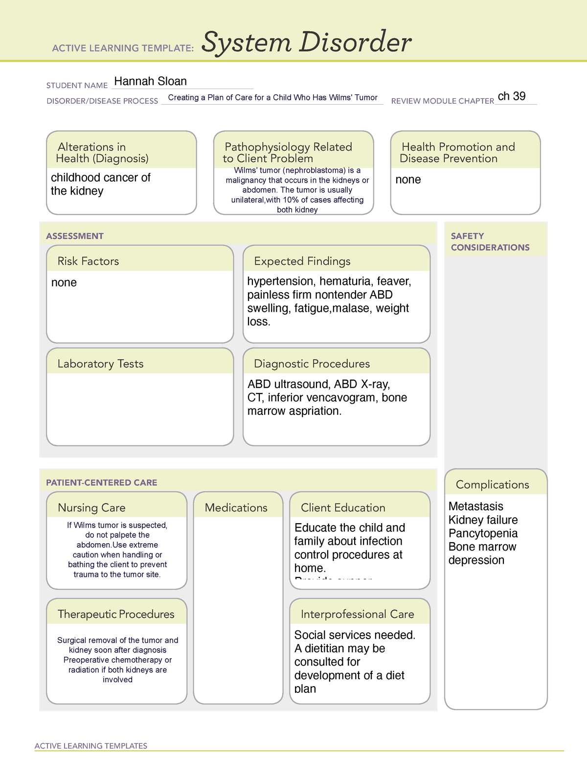 Creating a Plan of Care for a Child Who Has Wilms' Tumor - ACTIVE ...