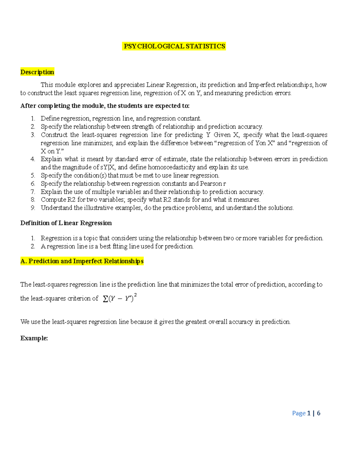 Module 7 - Lecture notes 2 - PSYCHOLOGICAL STATISTICS Description This ...