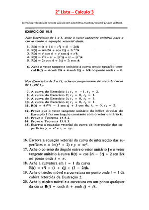 Secao Teorema De Green LISTA DE CALCULO III CALCULO VETORIAL Se C Ao