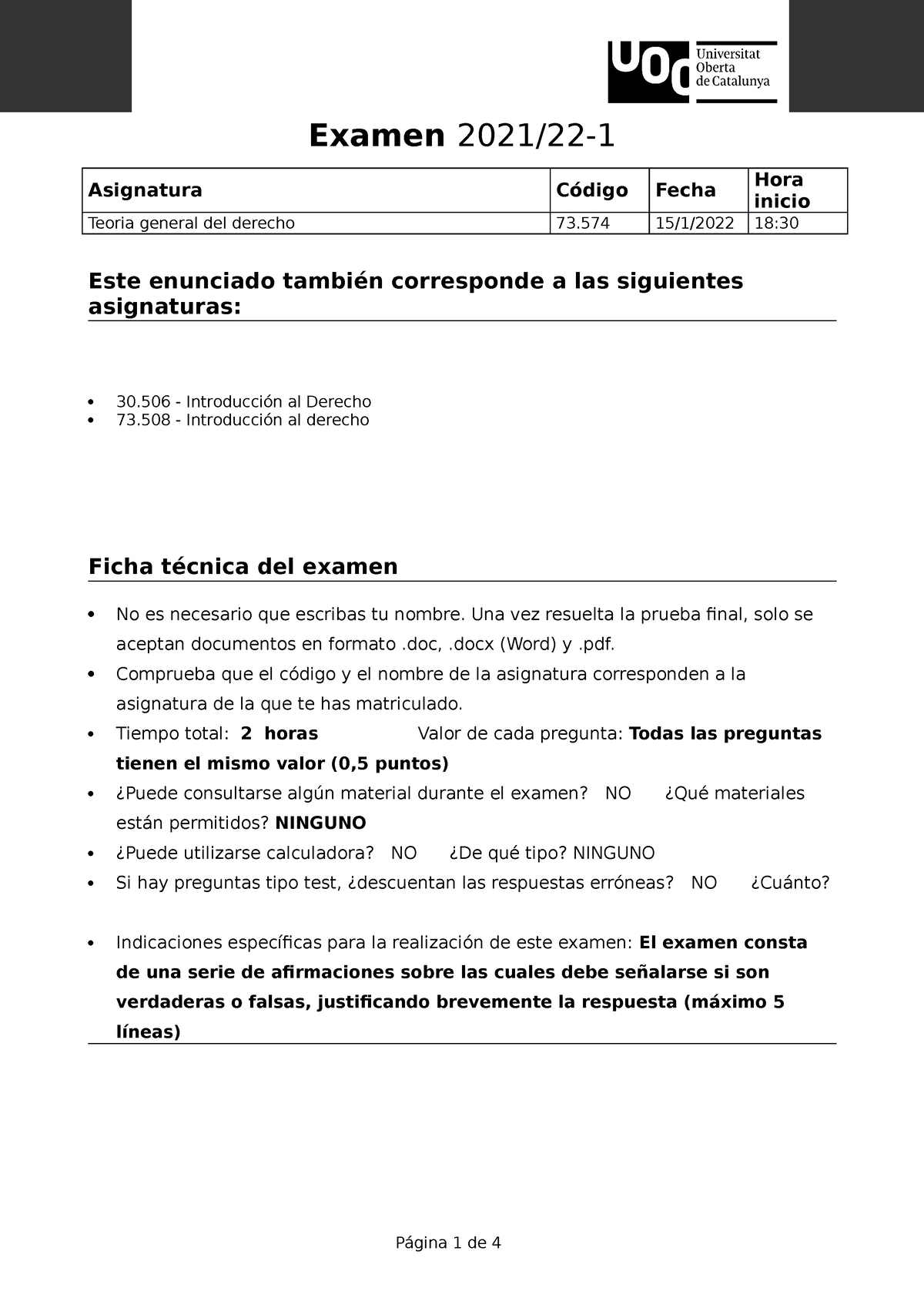 SOL EX PS 2 TEORIA GENERAL DEL DRET 2021 - Asignatura Código Fecha Hora ...