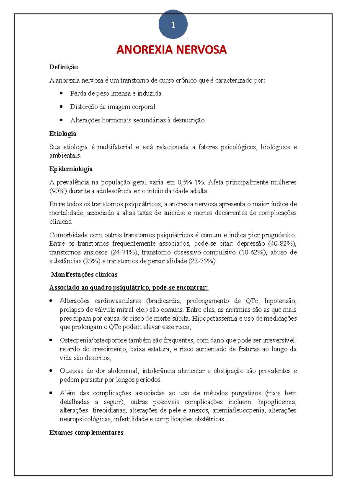 Anorexia Nervosa - Psiquiatria - ANOREXIA NERVOSA Definição A Anorexia ...