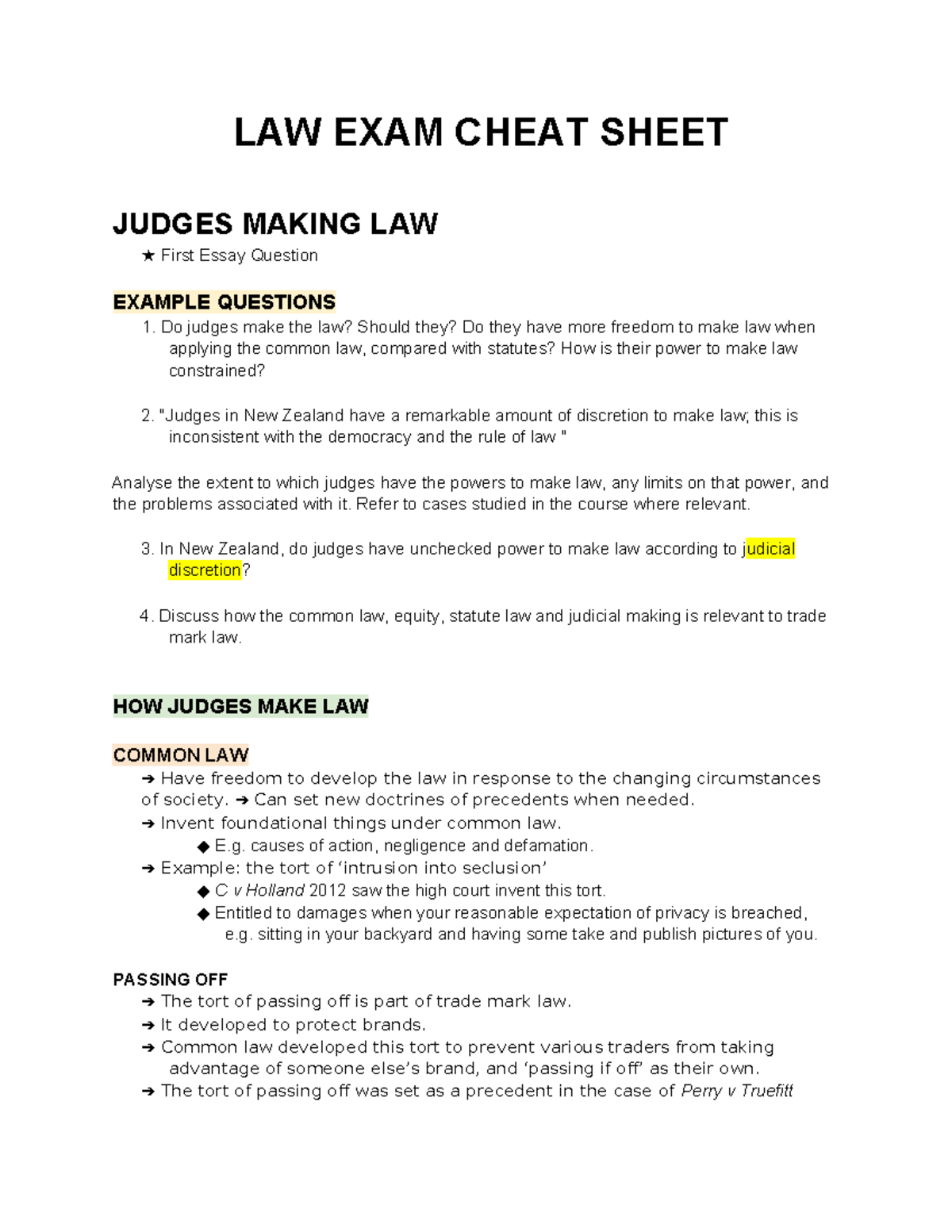 Cheat Sheet Laws 121 Summary Law and Society LAW EXAM CHEAT SHEET