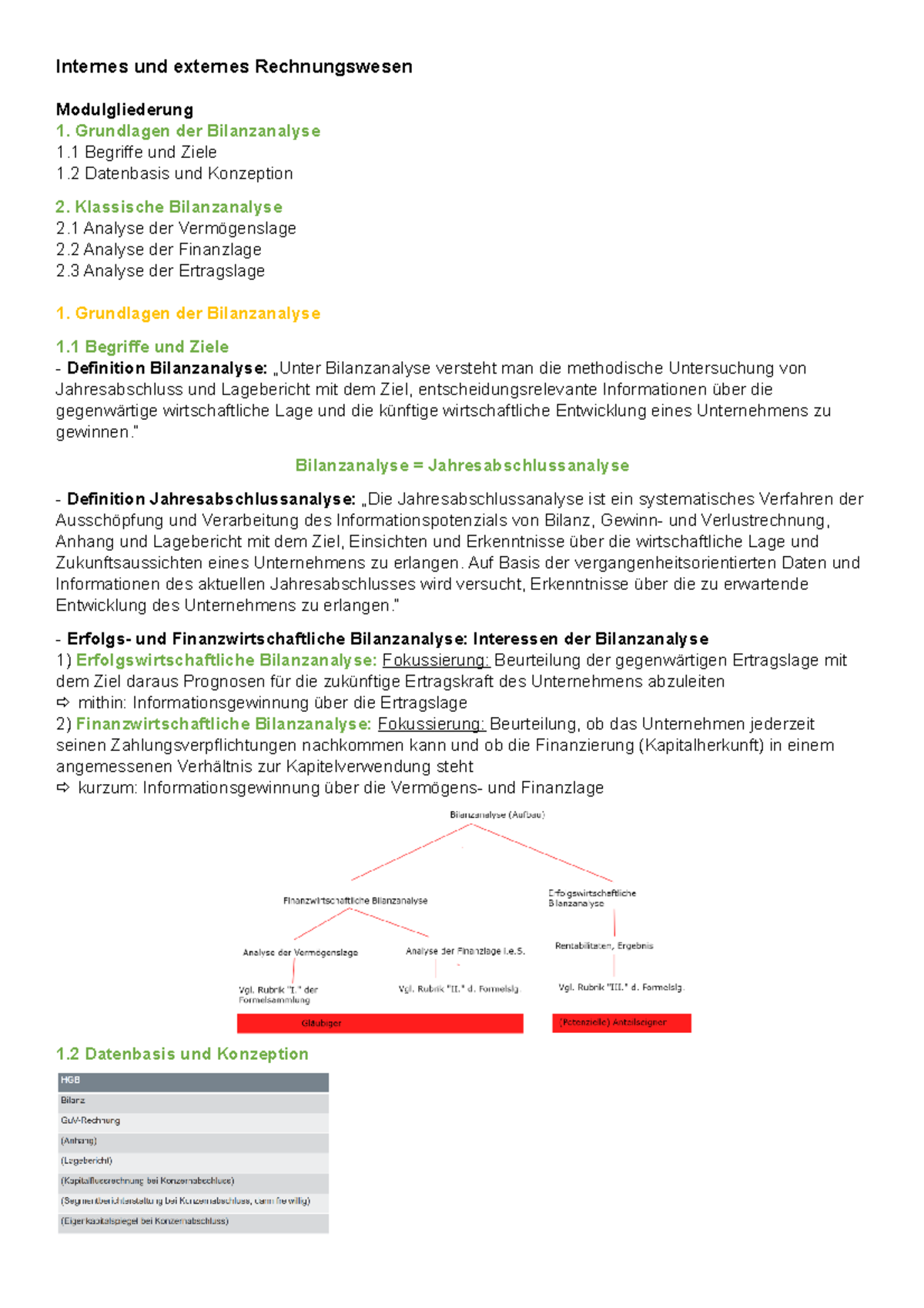 Internes Und Externes Rechnungswesen - Bilanzanalyse - Internes Und ...