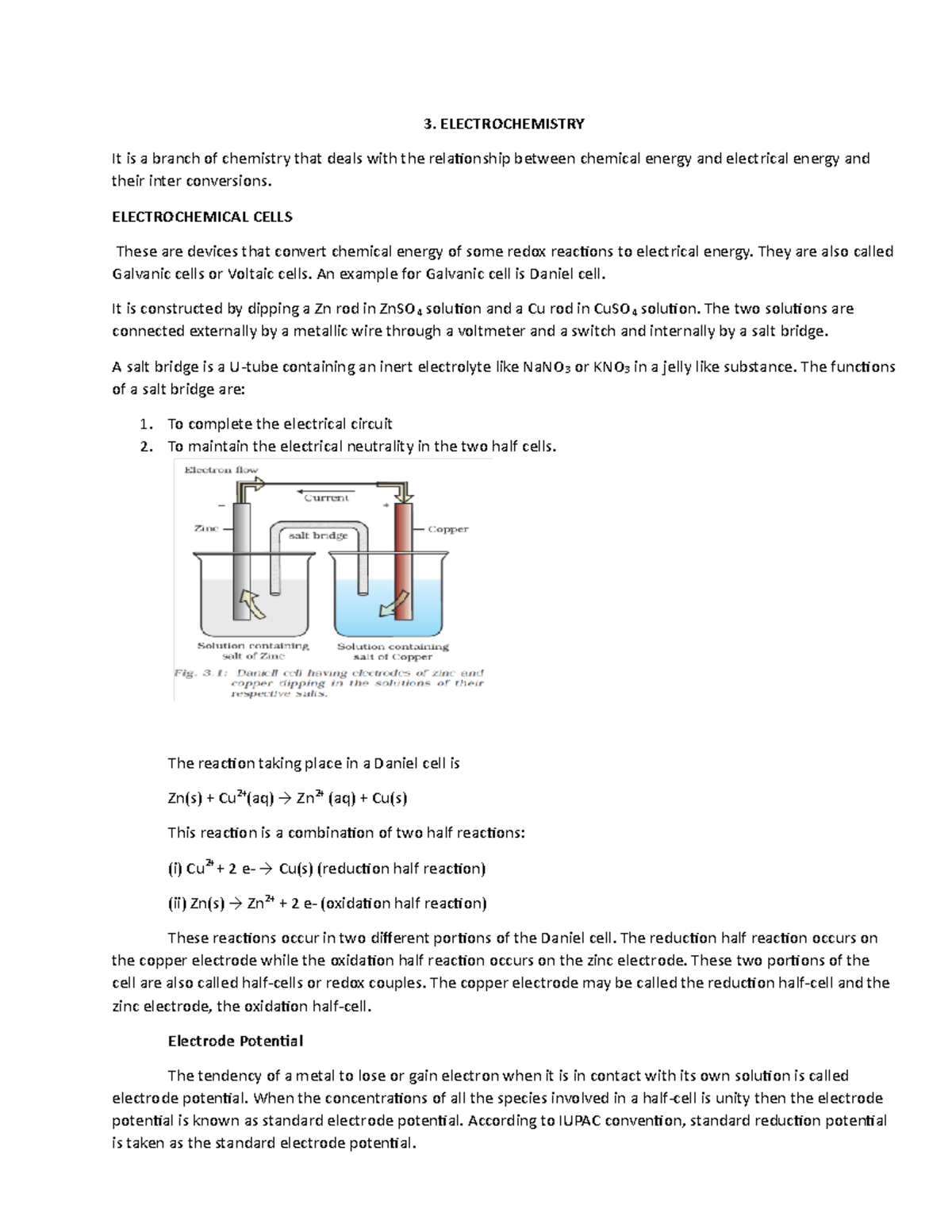 Electrochemistry-1 - Electrochemistry Quick Revision Notes - 3 ...