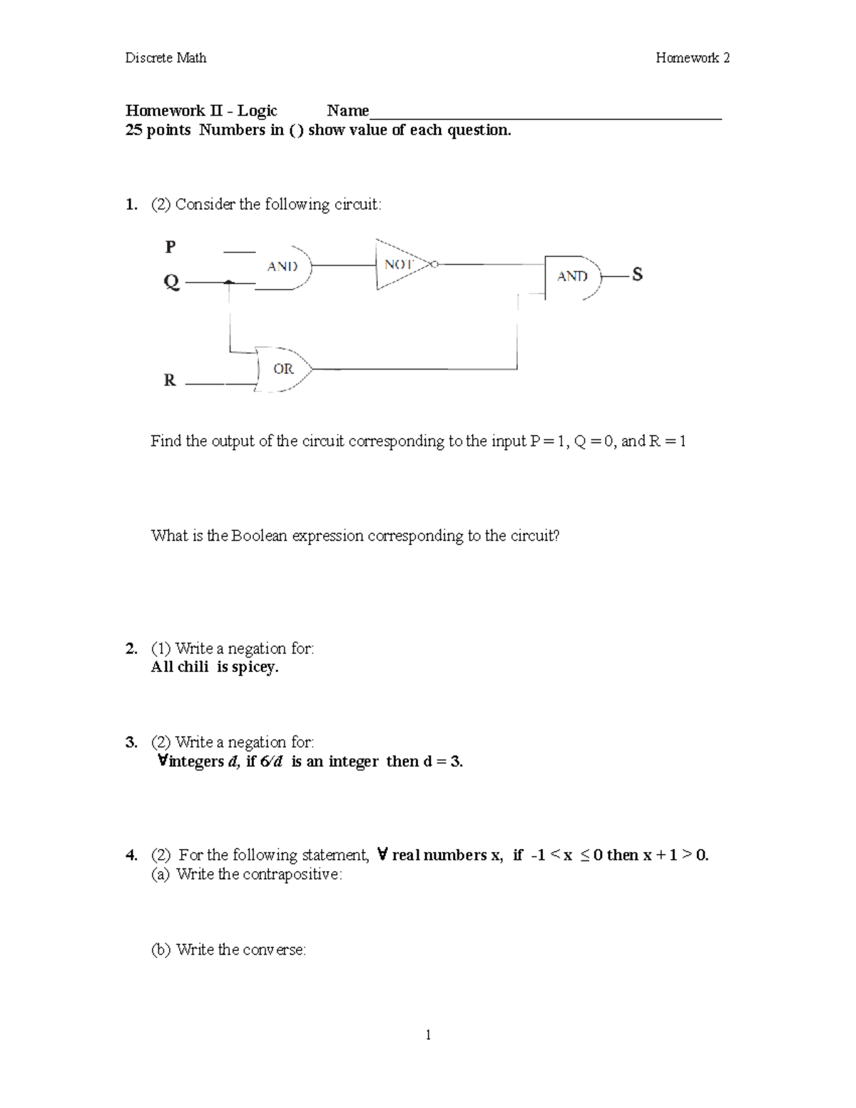 Homework 2 - Prof Charles Mckinney - Homework II - Logic - Studocu