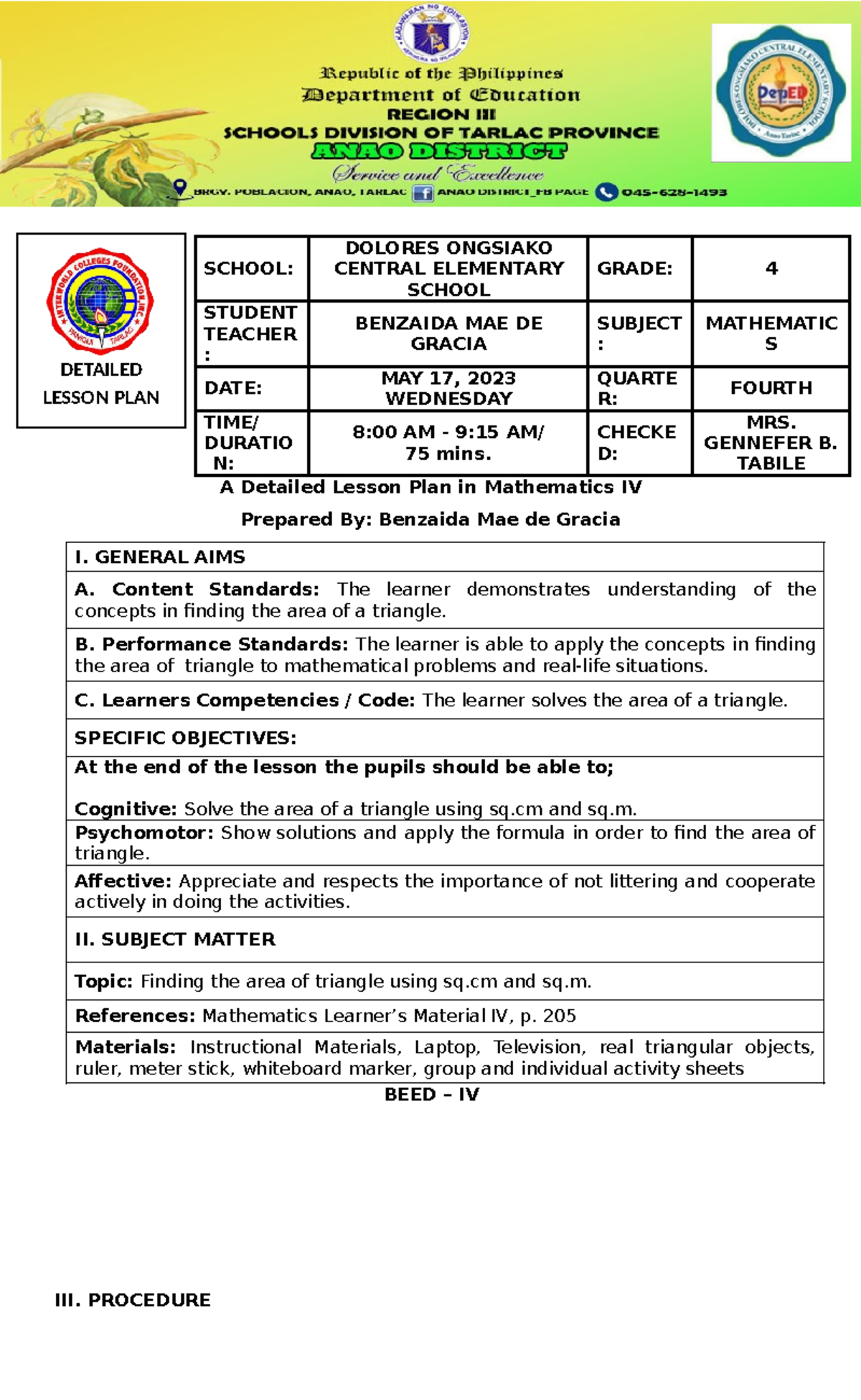Final-DEMO-DLP-MATH-4 3 - A Detailed Lesson Plan in Mathematics IV ...