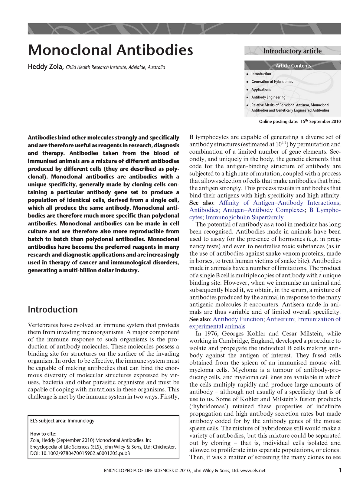 research articles for monoclonal antibodies