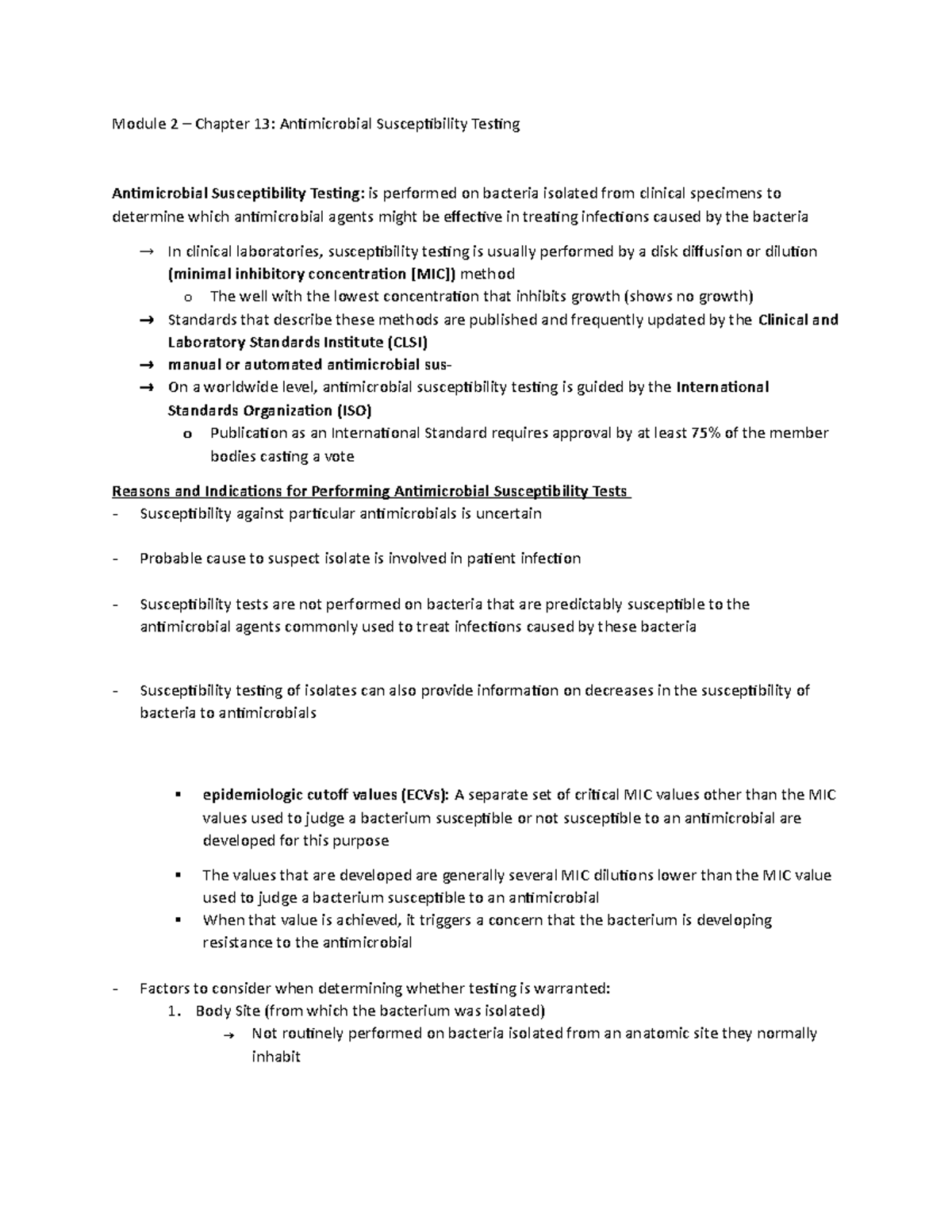 Micro Module 2 Chapter 13 - Module 2 – Chapter 13: Antimicrobial ...