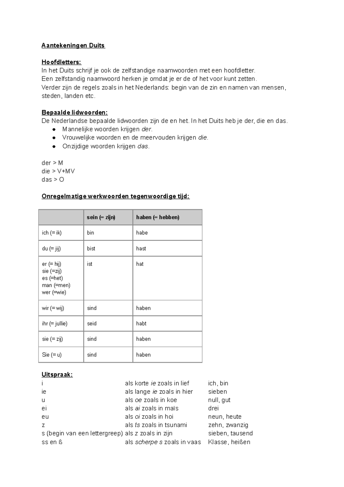 Aantekeningen Duits Startdocument HAVO - Aantekeningen Duits ...