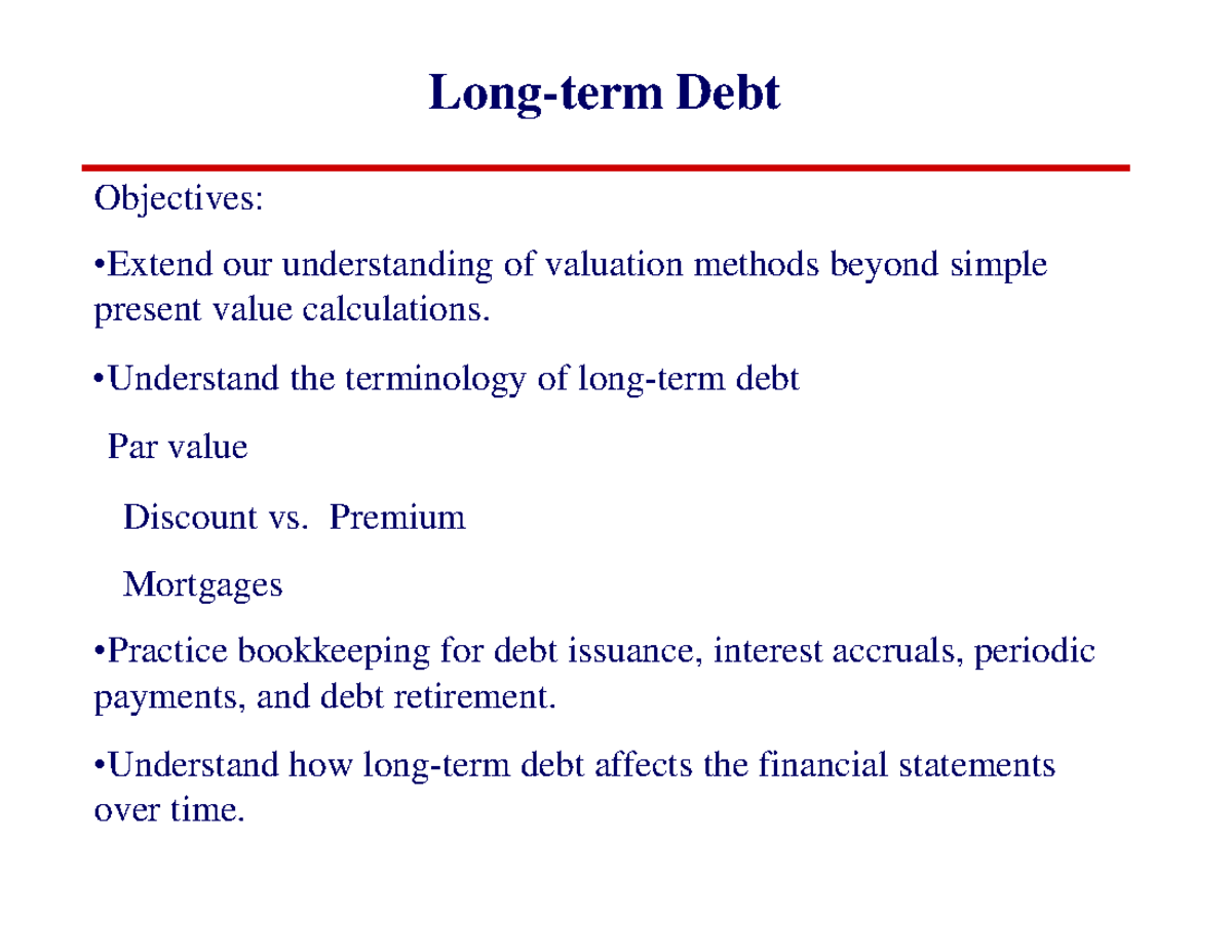 The Matching Principle and Long-lived Assets - Long-term Debt ...